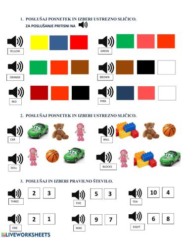 Exercise Numbers to 10 Colours