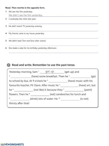 Past simple 5º tercera ficha