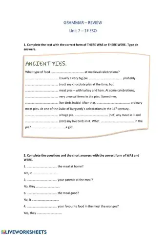 Grammar review - was-were - there was-there were