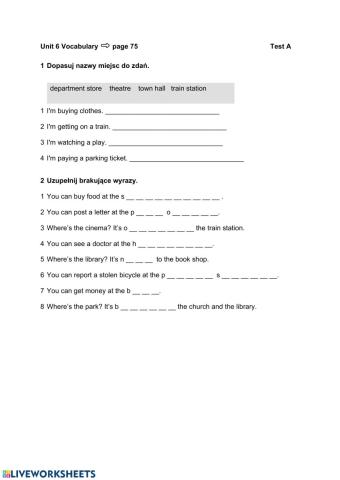 Steps Plus klasa 5 unit 6 town