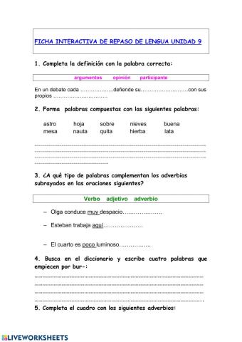 Lengua unidad 9 repaso