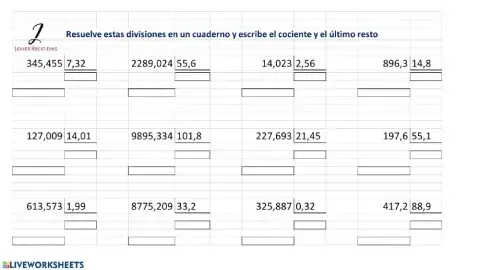 Divisiones con decimales