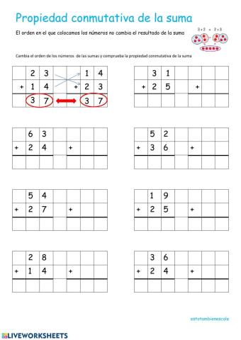 Propiedad conmutativa de la suma