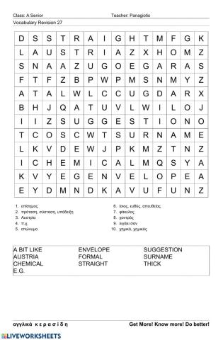 Asenior Wordsearch 27