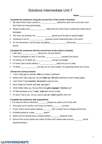 Solutions Intermediate 2nd Unit 7