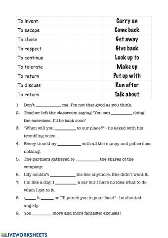Phrasal verbs (Pre-Intermediate)