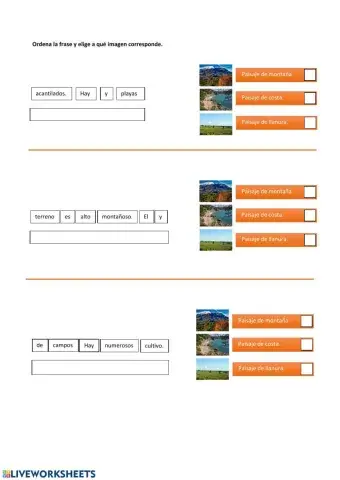 Ordenar frases y elegir el paisaje