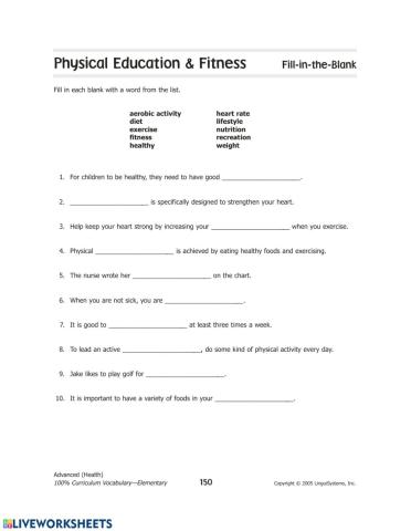 PE Fill in the blank