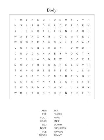 Body wordsearch