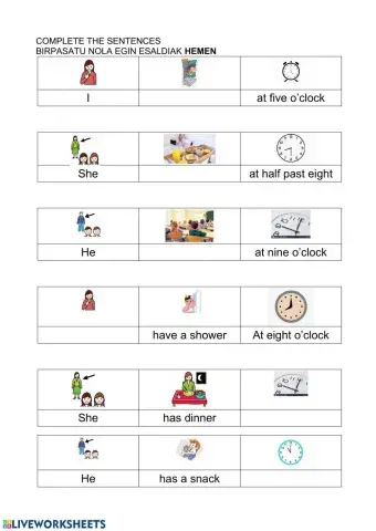 Present simple 1 and 3 singular