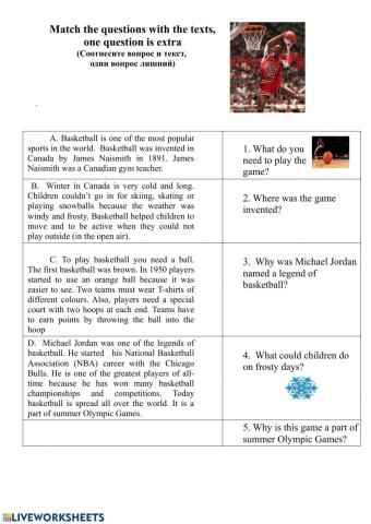 Match text and questions