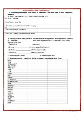 COMPARATIVES AND SUPERLATIVES