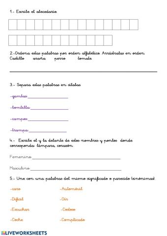 Repaso lengua 1º