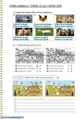 Farm animals: There is - There are