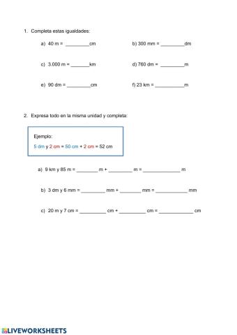 Equivalencias unidades de longitud