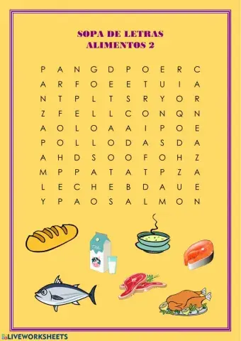 Sopa de letras alimentos 2