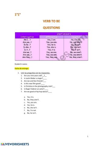 Verb to Be Questions 