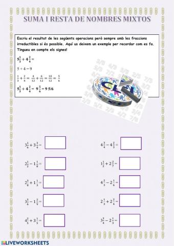 Suma i resta de nombres mixtos
