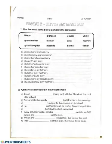 Exam unit 3: day after day