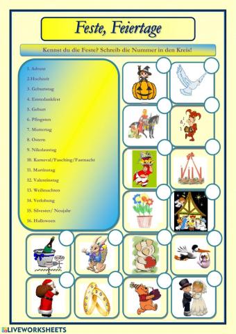 Feste - Bildwörterbuch