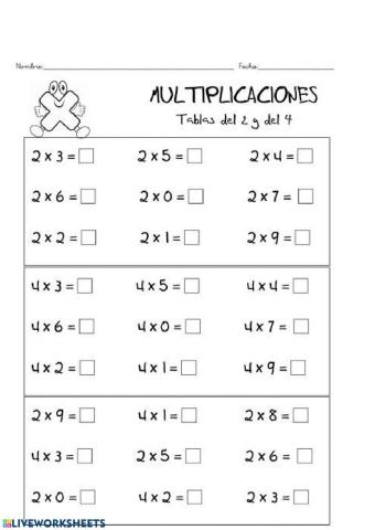 Tablas de multiplicar