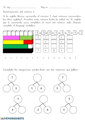 OAOA Descomposición del número 7 con regletas