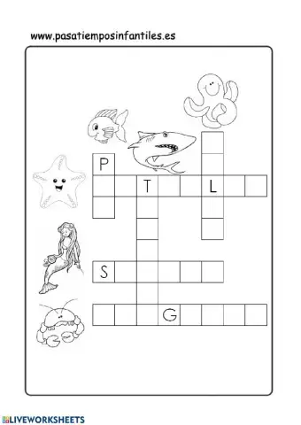 Crucigrama elementos del mar