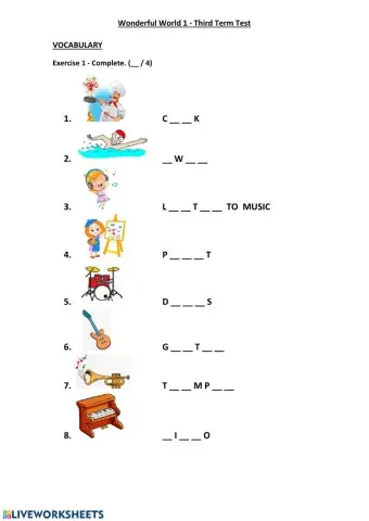 Wonderful World 1 - Third Term Test