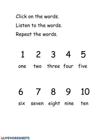 Listen to the numbers 1-10