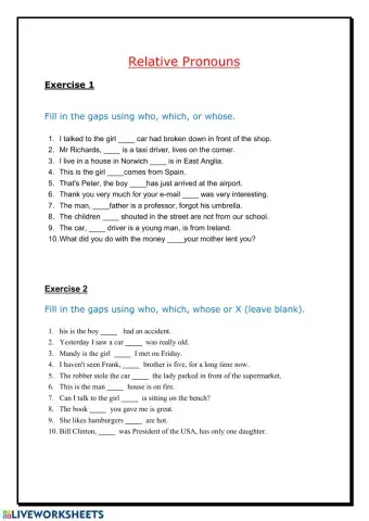 Relative pronouns