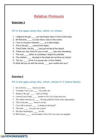 Relative pronouns