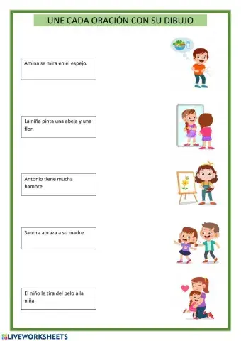 Une cada oración con su dibujo.