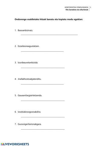 Esaldiak hitzetan banatu