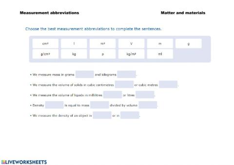 Measurement abbreviations