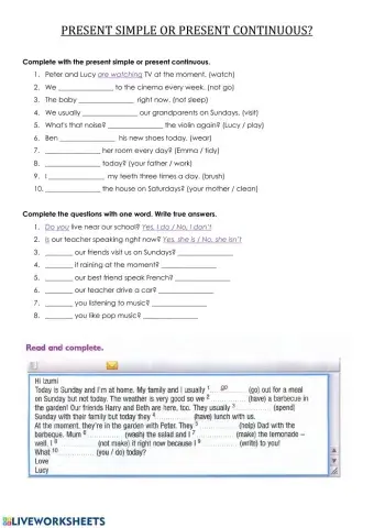 Present Simple vs Continuous