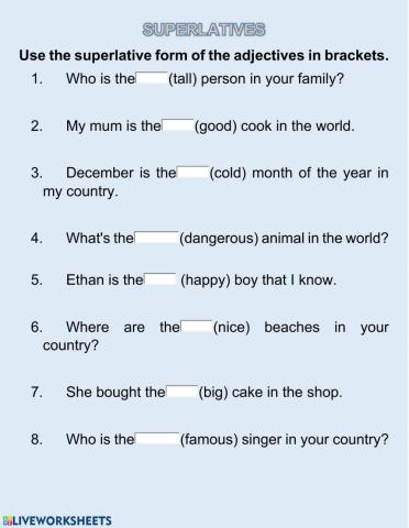 Superlative adjectives