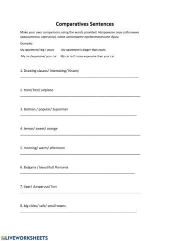 Comperative sentences