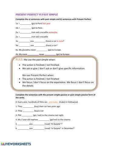 Present Perfect vs Past Simple