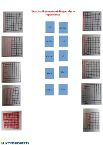 Trascina il numero sul disegno che lo rappresenta