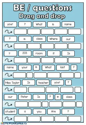 Be in present - question - drag and drop