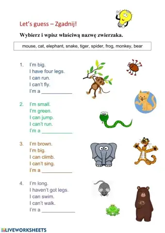 Animals - can - can't