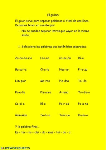 Separación de palabras