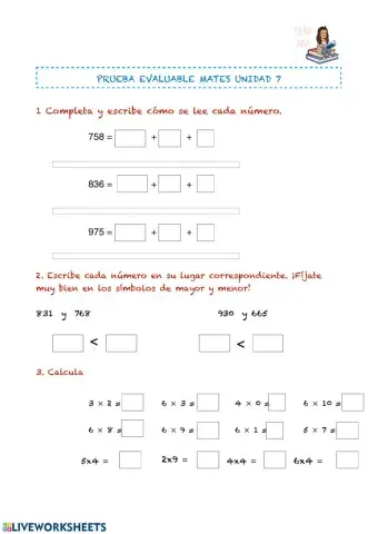 Ficha matemáticas 2º EP