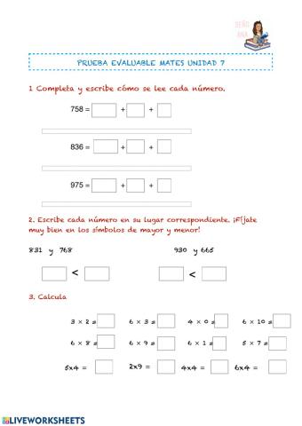 Ficha matemáticas 2º EP