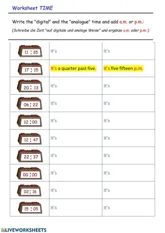 Digital and analogue time