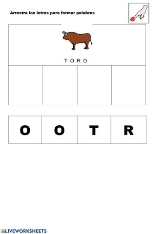 Formar palabras de animales