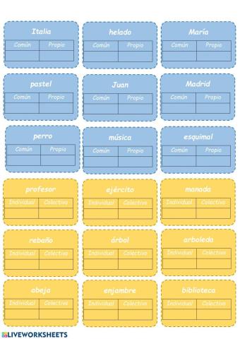 Nombres: común y propio-individual y colectivo