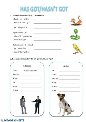 Has got - Hasn't got (animals)