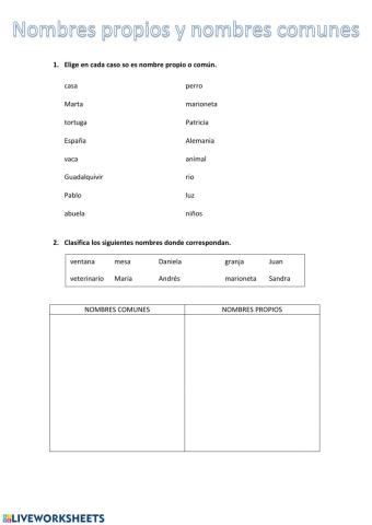 Nombres comunes y propios