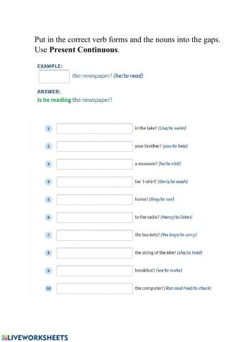 Present continuous questions